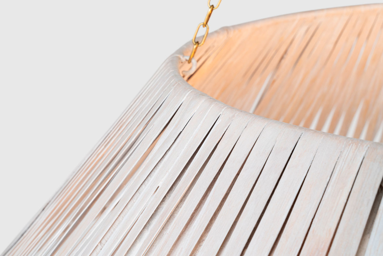 Corinne 44" Wrapped Hanging Shade | Soft Brass | White Wicker Shade