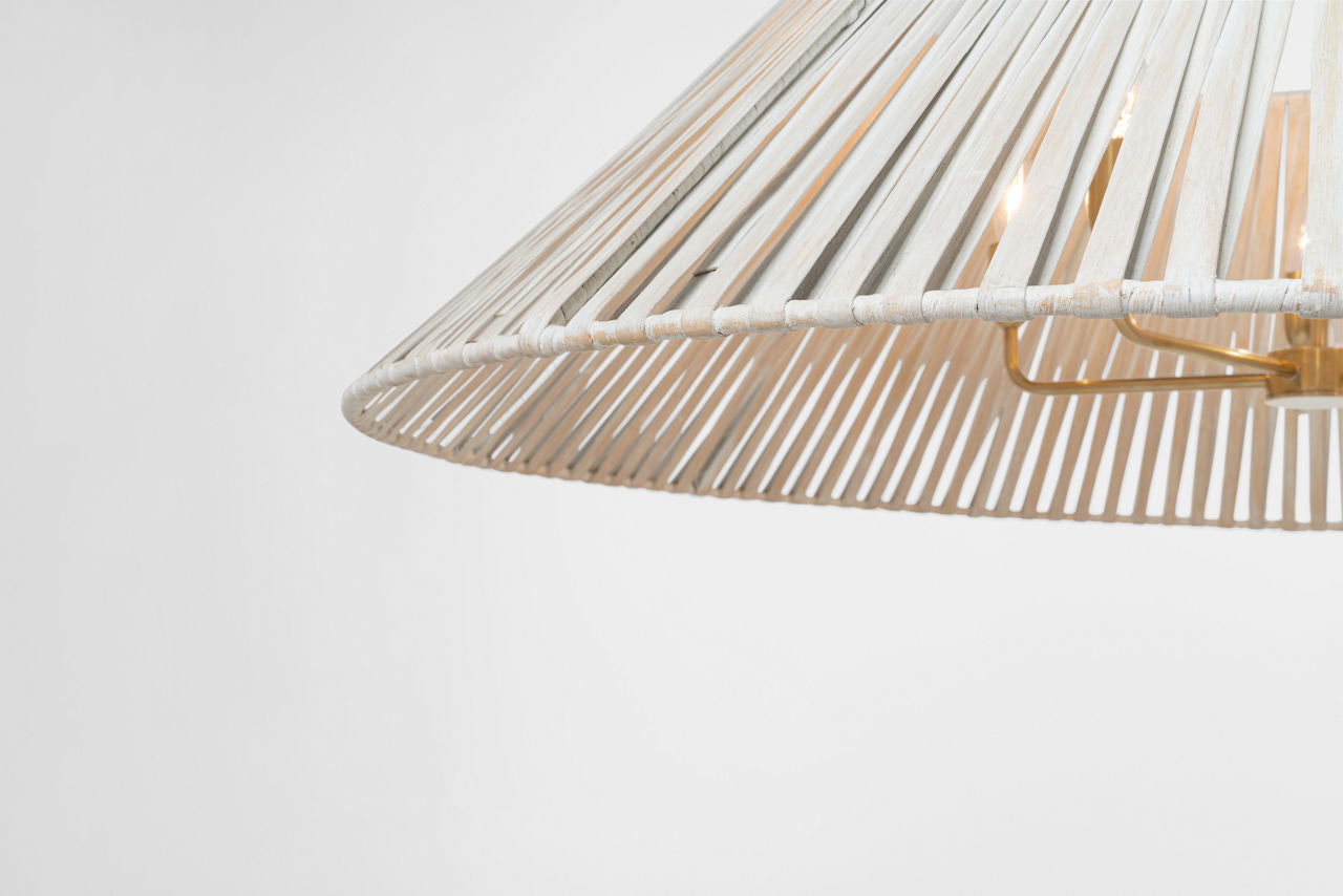 Corinne 44" Wrapped Hanging Shade | Soft Brass | White Wicker Shade