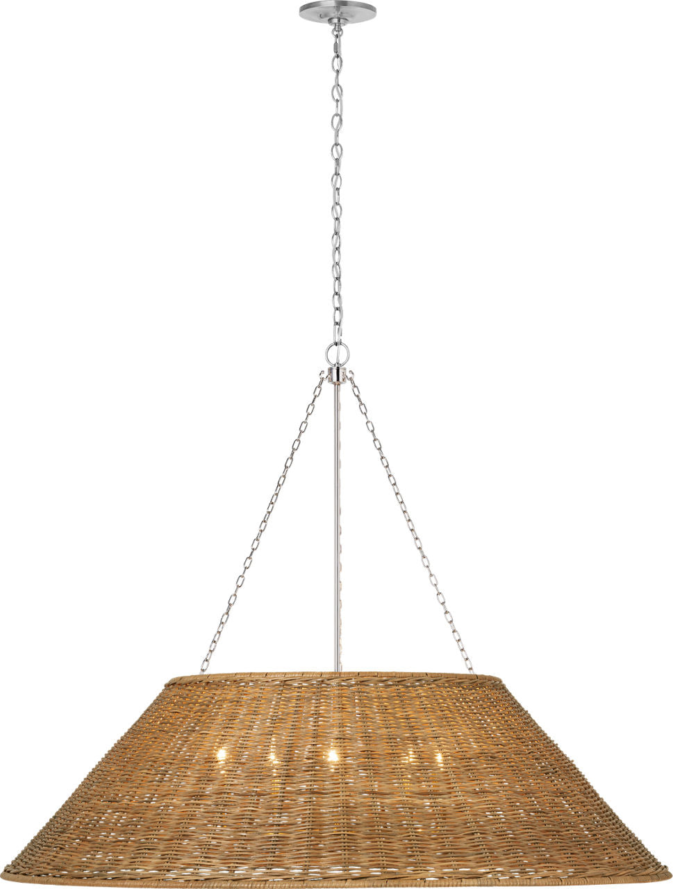 Corinne 44" Woven Hanging Shade | Polished Nickel | Natural Wicker Shade