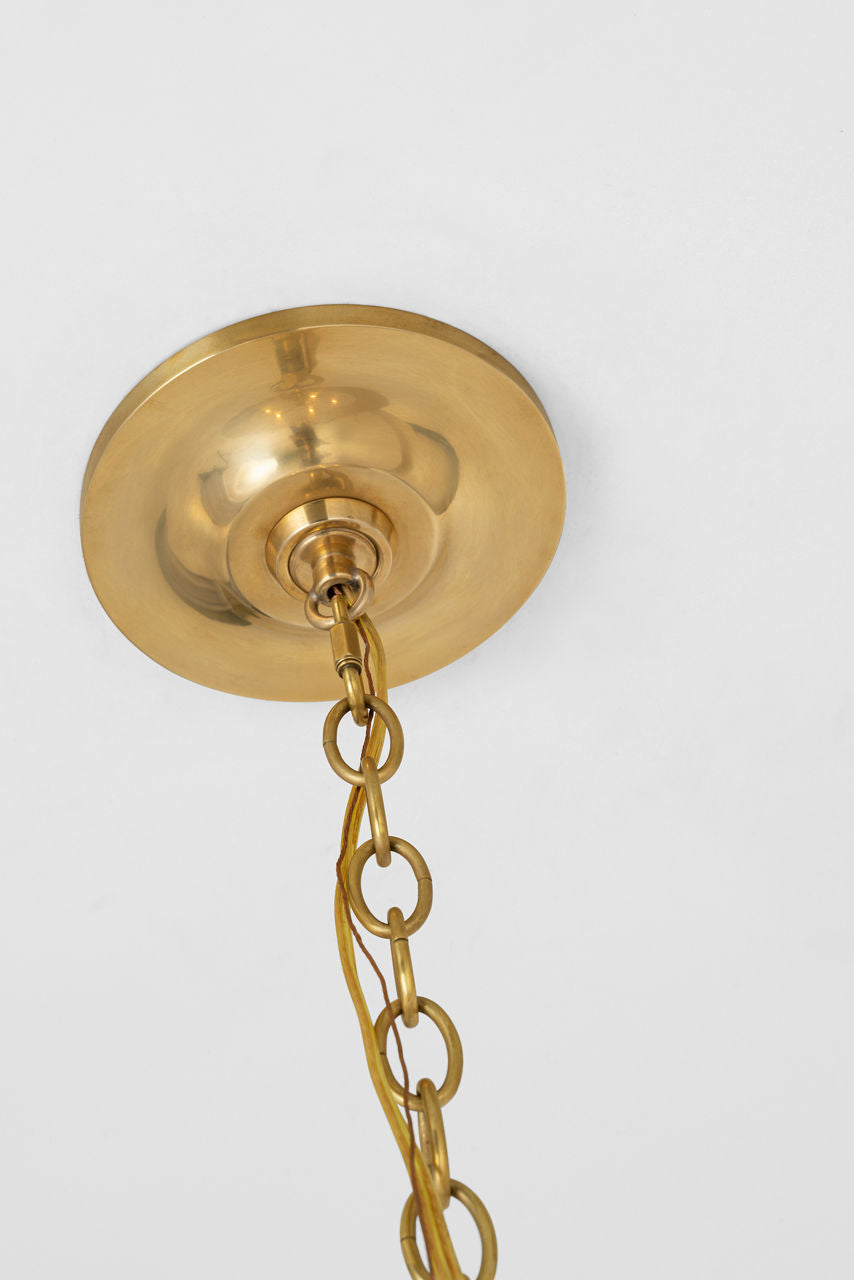 Corinne 44" Woven Hanging Shade | Soft Brass | White Wicker Shade
