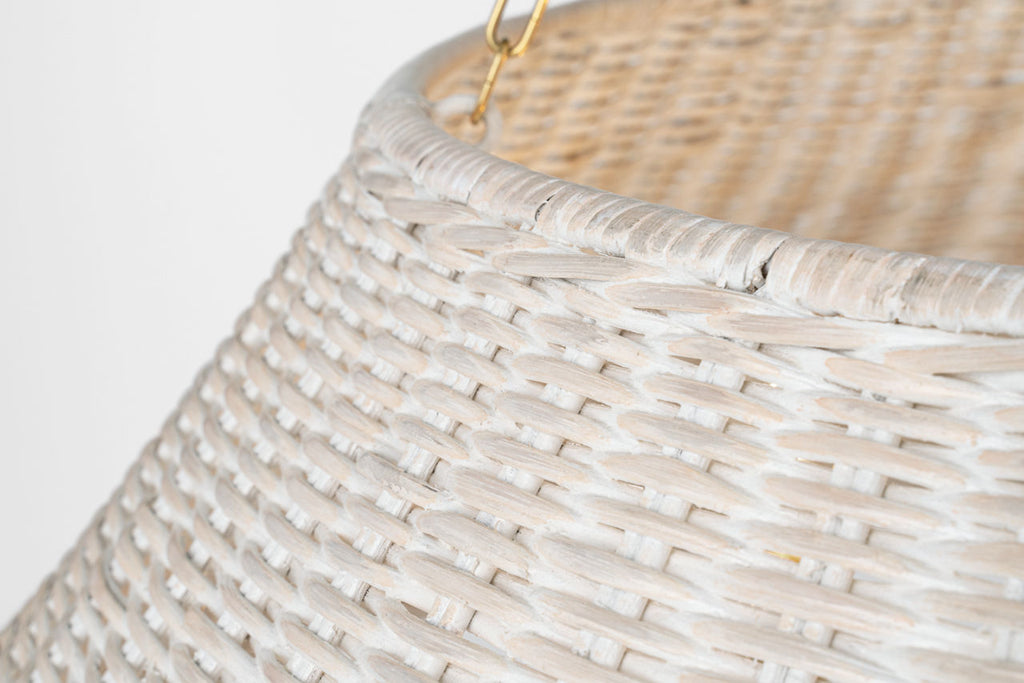 Corinne 44" Woven Hanging Shade | Soft Brass | White Wicker Shade