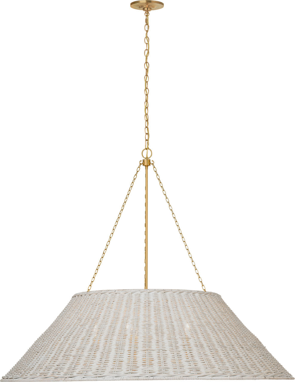 Corinne 44" Woven Hanging Shade | Soft Brass | White Wicker Shade