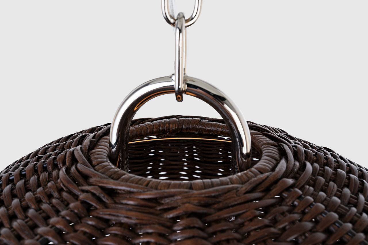Nancy 18" Woven Hanging Shade | Polished Nickel | Espresso Wicker Shade