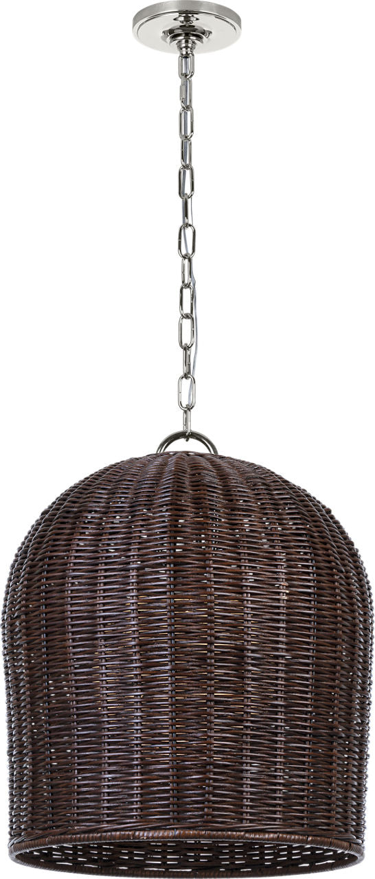 Nancy 18" Woven Hanging Shade | Polished Nickel | Espresso Wicker Shade