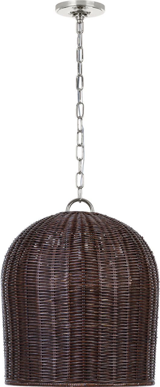 Nancy 18" Woven Hanging Shade | Polished Nickel | Espresso Wicker Shade