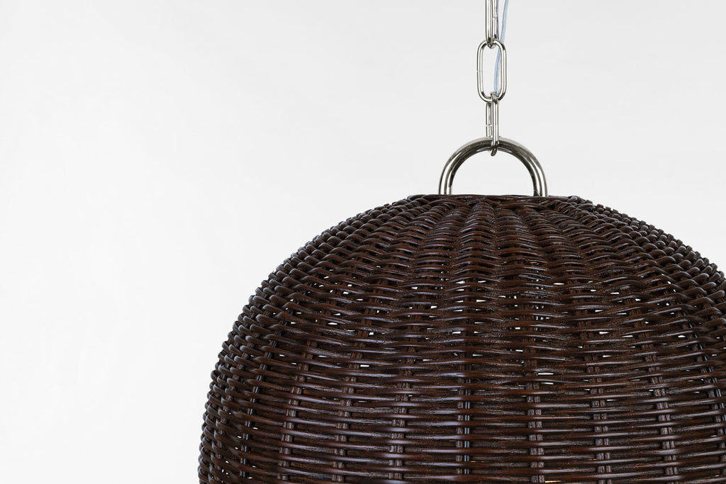 Nancy 18" Woven Hanging Shade | Polished Nickel | Natural Wicker Shade
