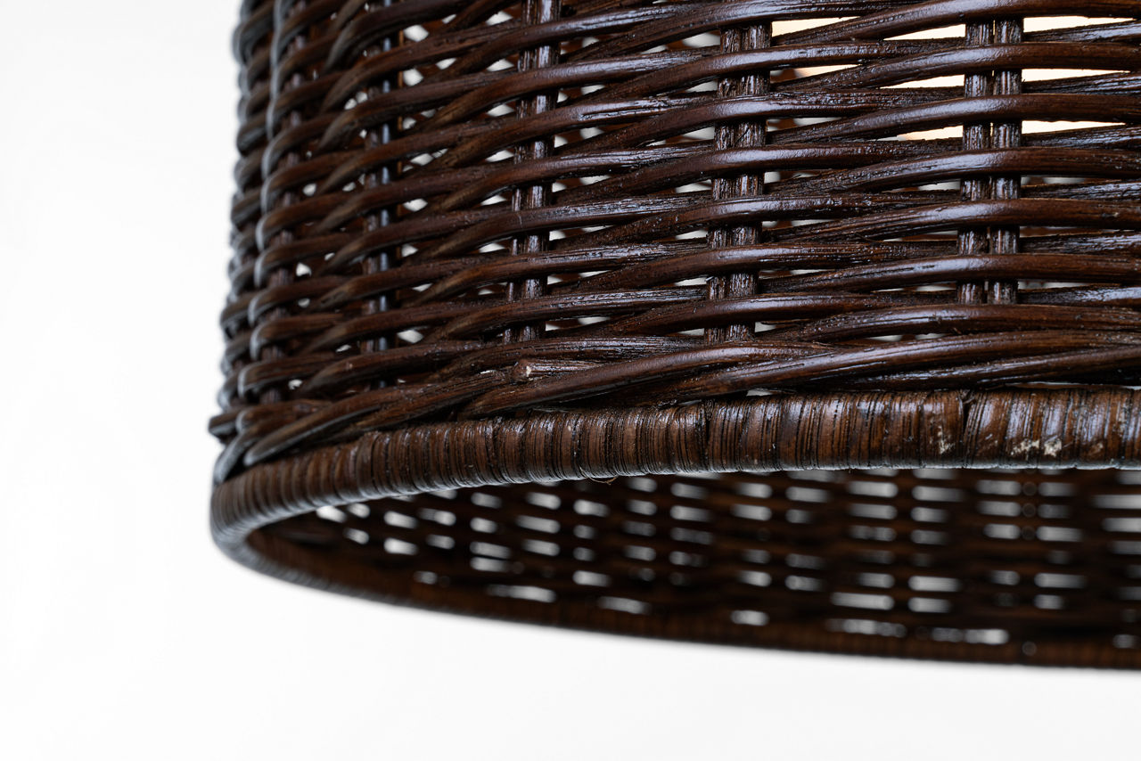 Nancy 18" Woven Hanging Shade | Polished Nickel | Natural Wicker Shade