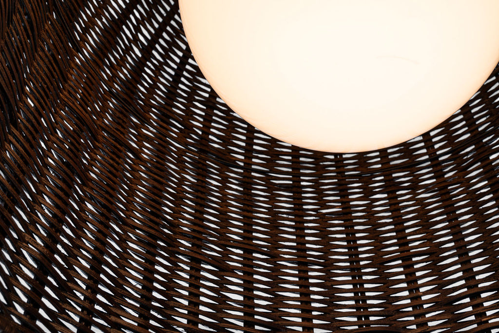 Nancy 18" Woven Hanging Shade | Polished Nickel | Natural Wicker Shade