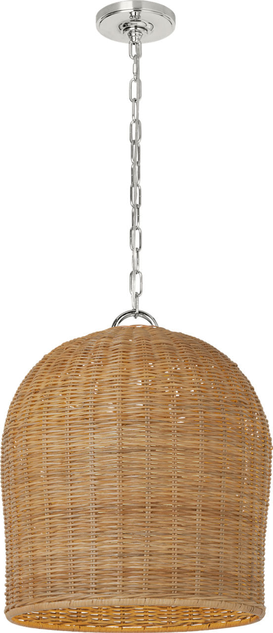 Nancy 18" Woven Hanging Shade | Polished Nickel | Natural Wicker Shade