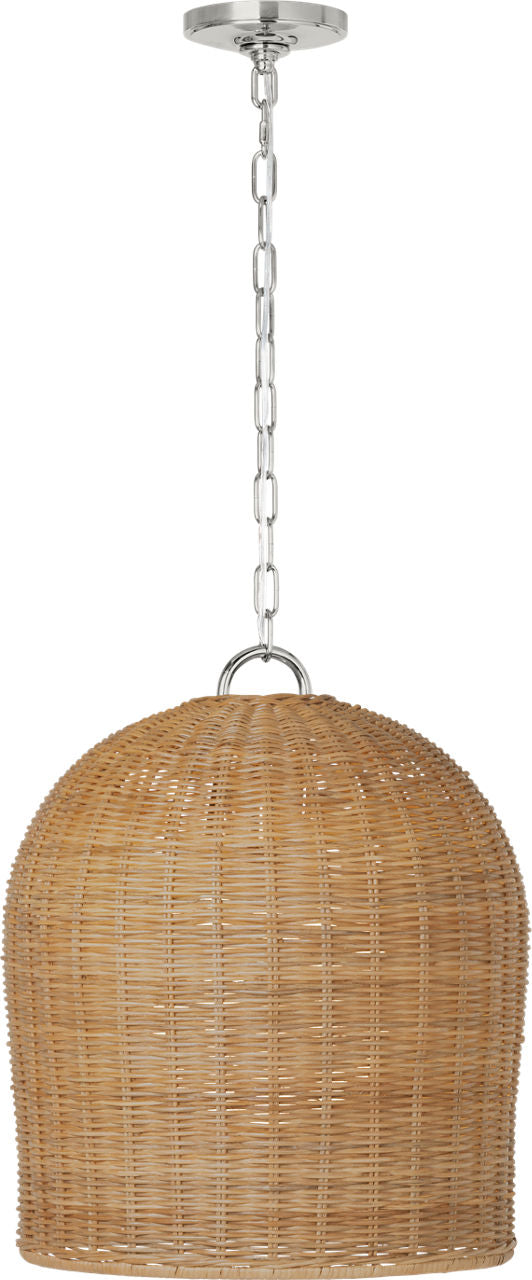 Nancy 18" Woven Hanging Shade | Polished Nickel | Natural Wicker Shade