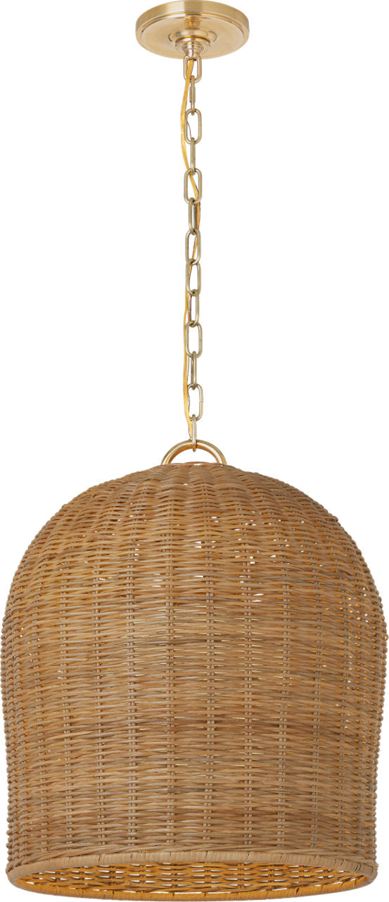 Nancy 18" Woven Hanging Shade | Soft Brass | Natural Wicker Shade