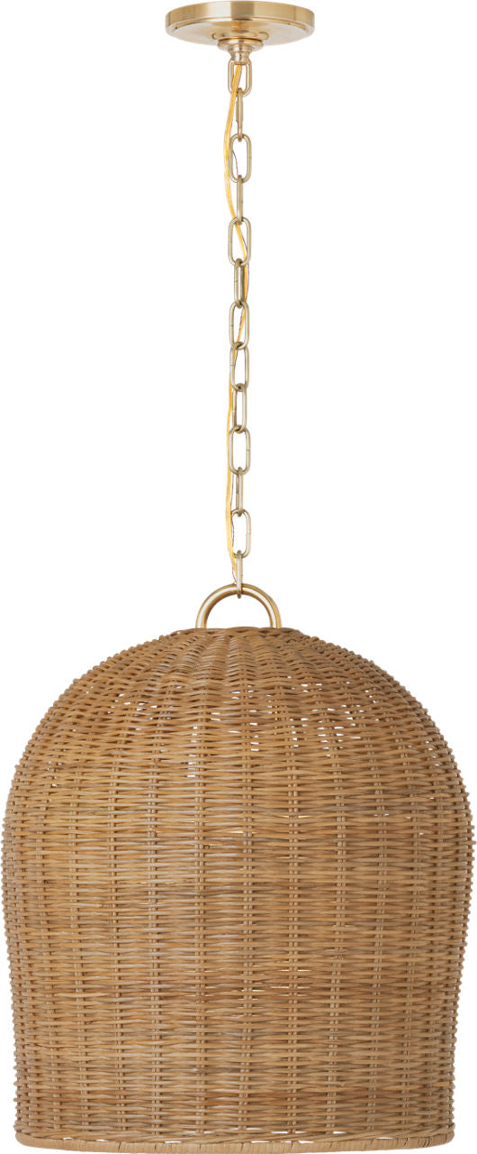 Nancy 18" Woven Hanging Shade | Soft Brass | Natural Wicker Shade