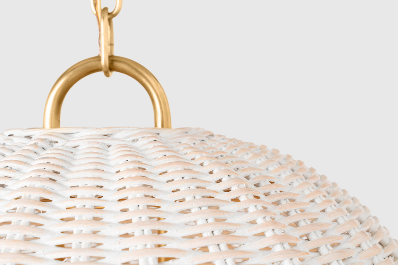 Nancy 18" Woven Hanging Shade | Soft Brass | White Wicker Shade