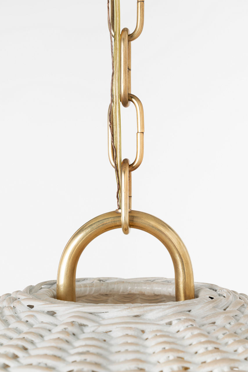 Nancy 18" Woven Hanging Shade | Soft Brass | White Wicker Shade
