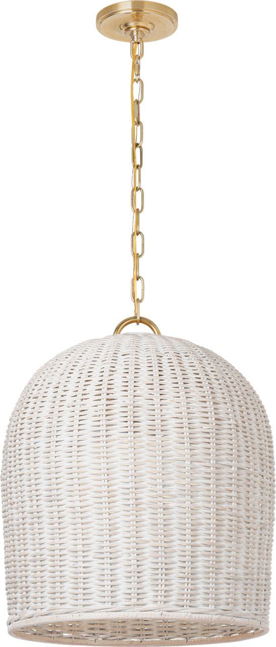 Nancy 18" Woven Hanging Shade | Soft Brass | White Wicker Shade