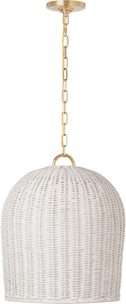 Nancy 18" Woven Hanging Shade | Soft Brass | White Wicker Shade