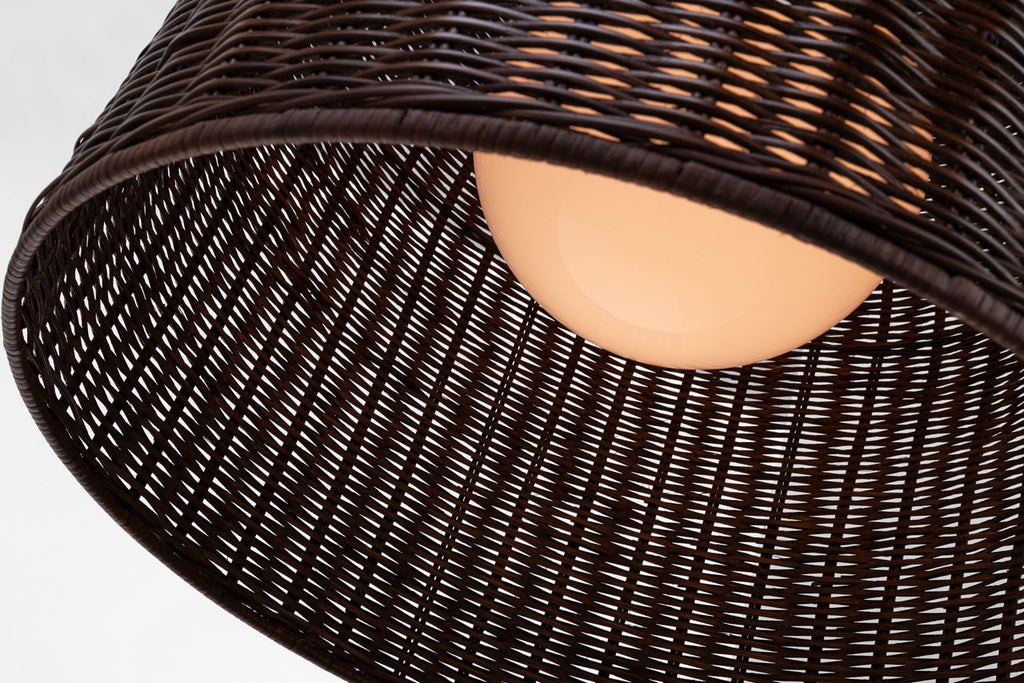 Nancy 25" Woven Hanging Shade | Polished Nickel | Espresso Wicker Shade