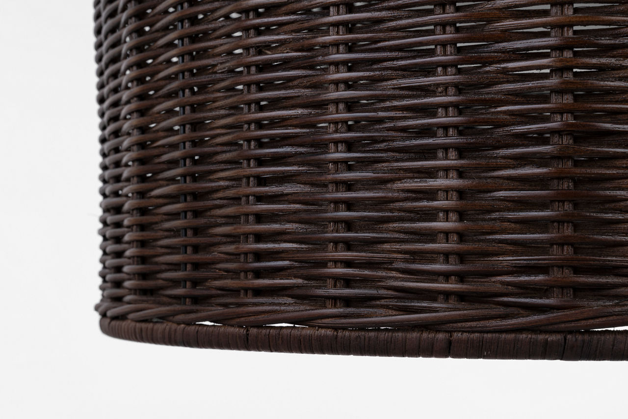 Nancy 25" Woven Hanging Shade | Polished Nickel | Espresso Wicker Shade