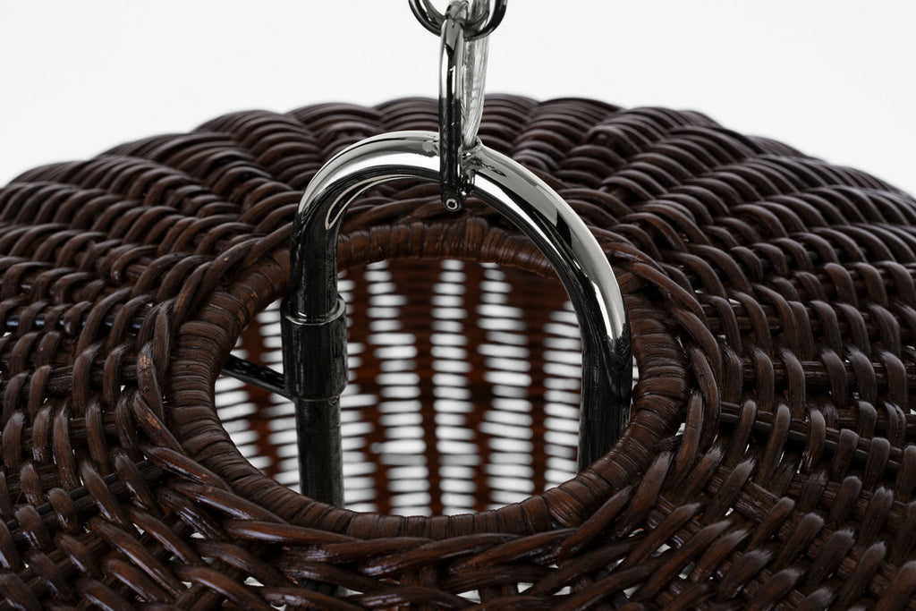 Nancy 25" Woven Hanging Shade | Polished Nickel | Espresso Wicker Shade