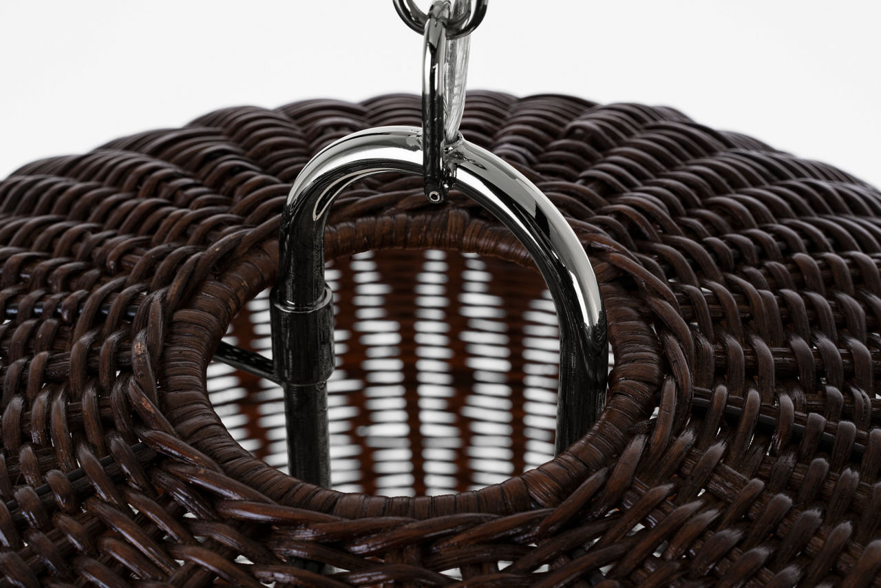 Nancy 25" Woven Hanging Shade | Polished Nickel | Espresso Wicker Shade