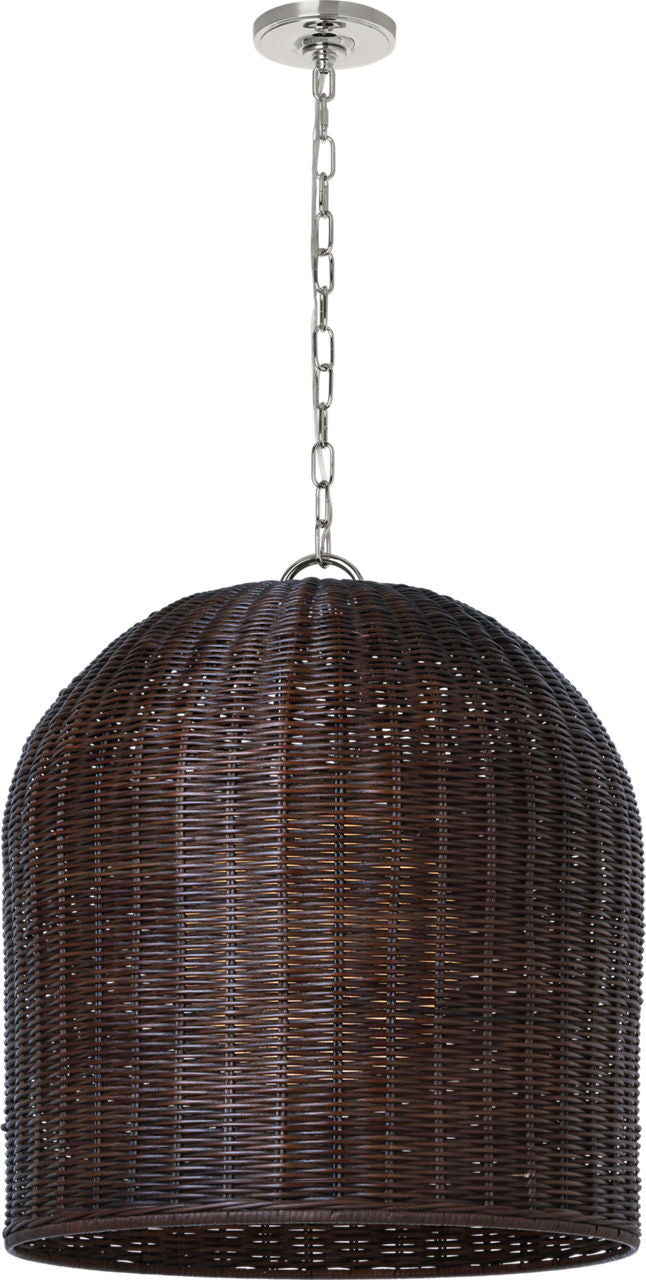 Nancy 25" Woven Hanging Shade | Polished Nickel | Espresso Wicker Shade