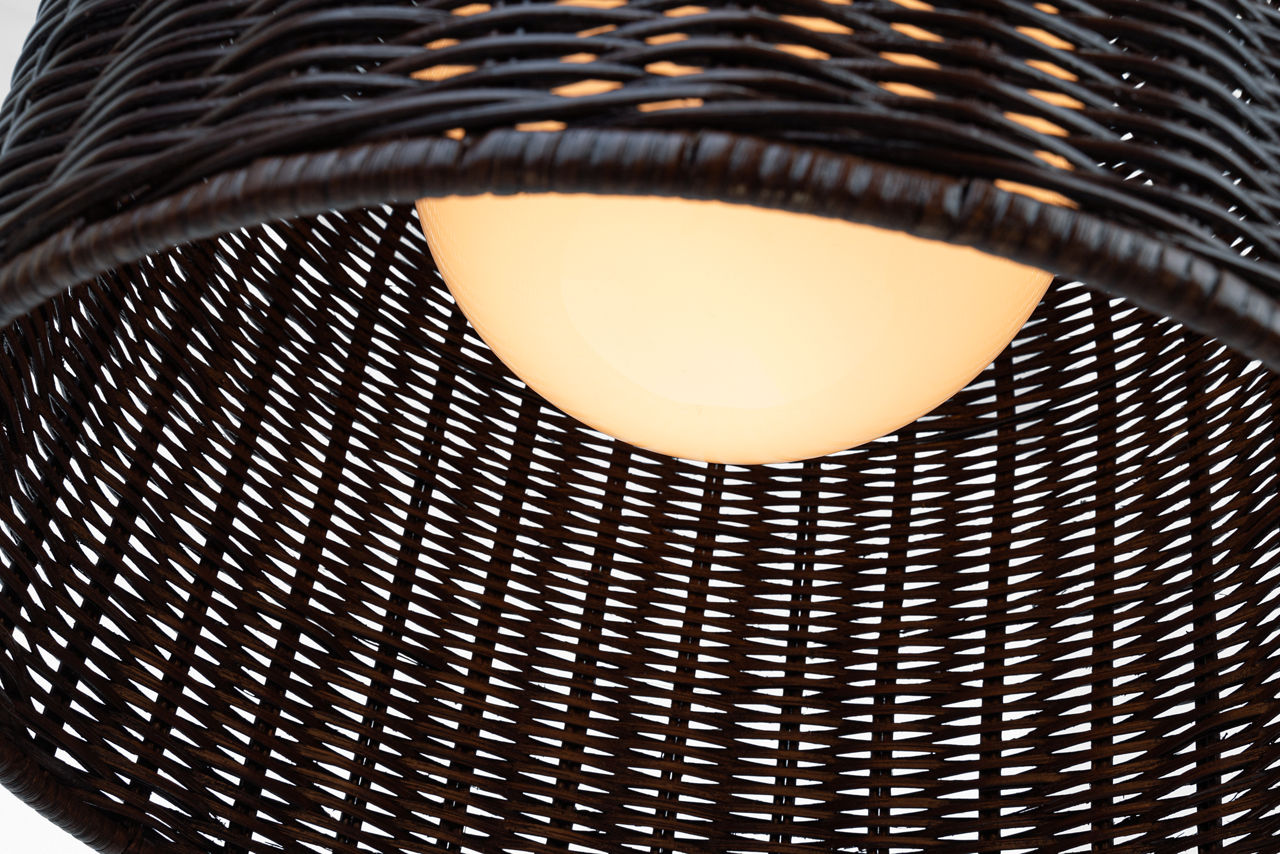 Nancy 25" Woven Hanging Shade | Polished Nickel | Natural Wicker Shade