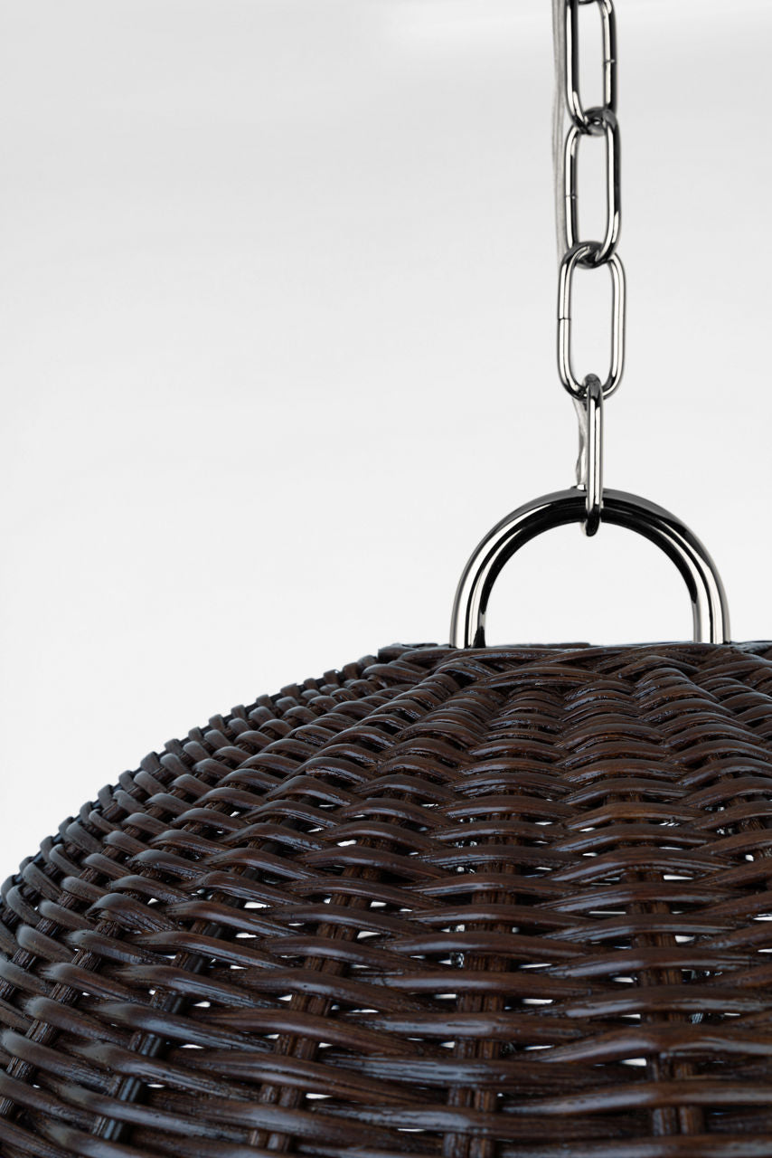 Nancy 25" Woven Hanging Shade | Polished Nickel | Natural Wicker Shade