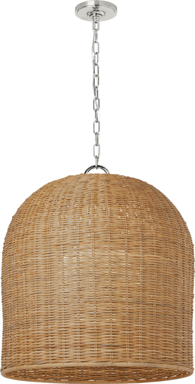 Nancy 25" Woven Hanging Shade | Polished Nickel | Natural Wicker Shade