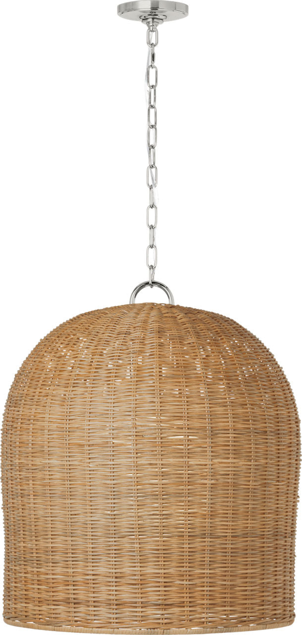 Nancy 25" Woven Hanging Shade | Polished Nickel | Natural Wicker Shade