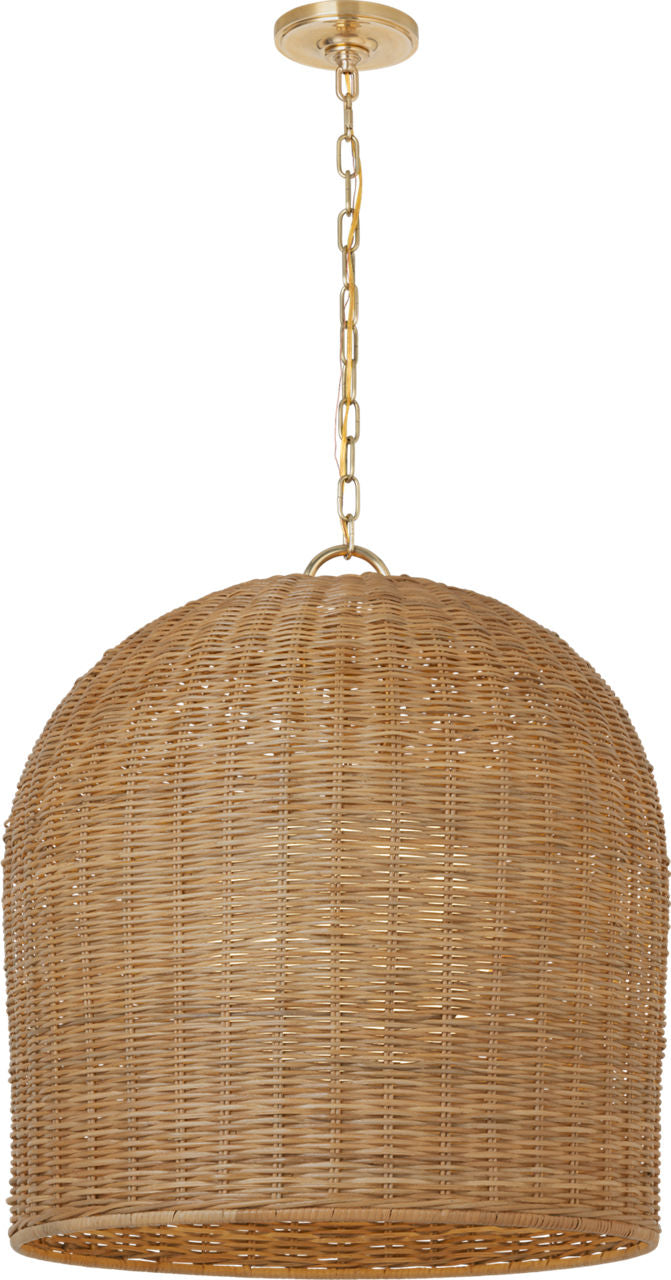 Nancy 25" Woven Hanging Shade | Soft Brass | Natural Wicker Shade