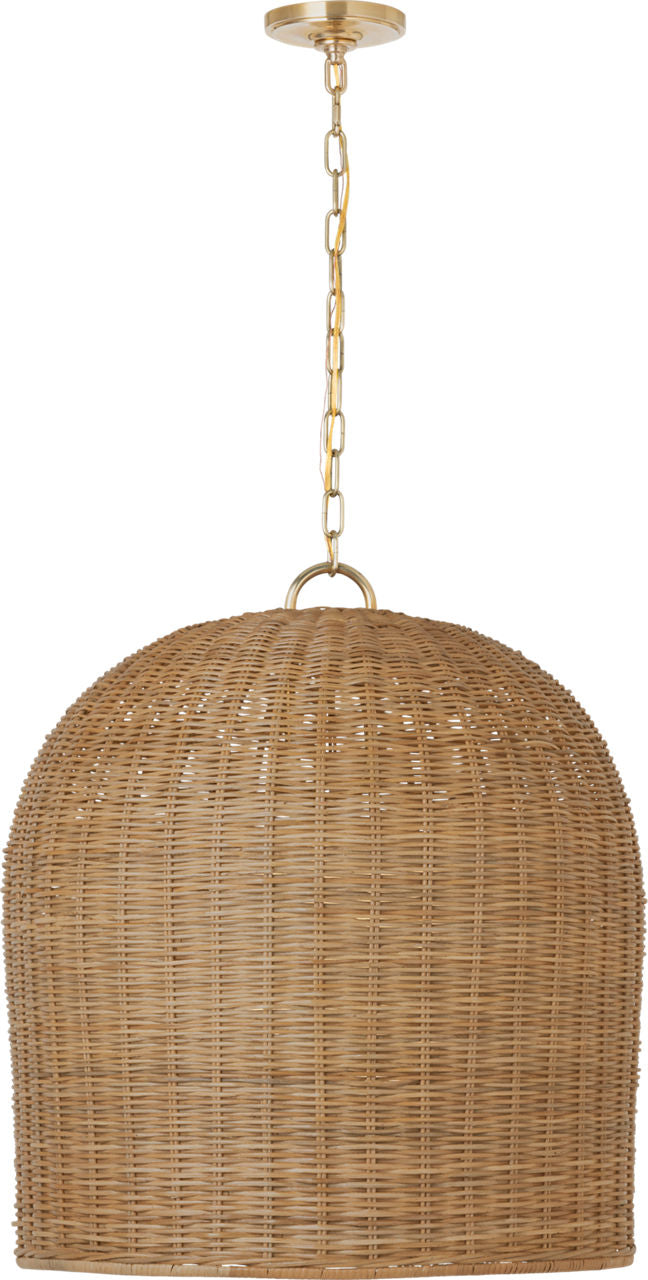 Nancy 25" Woven Hanging Shade | Soft Brass | Natural Wicker Shade