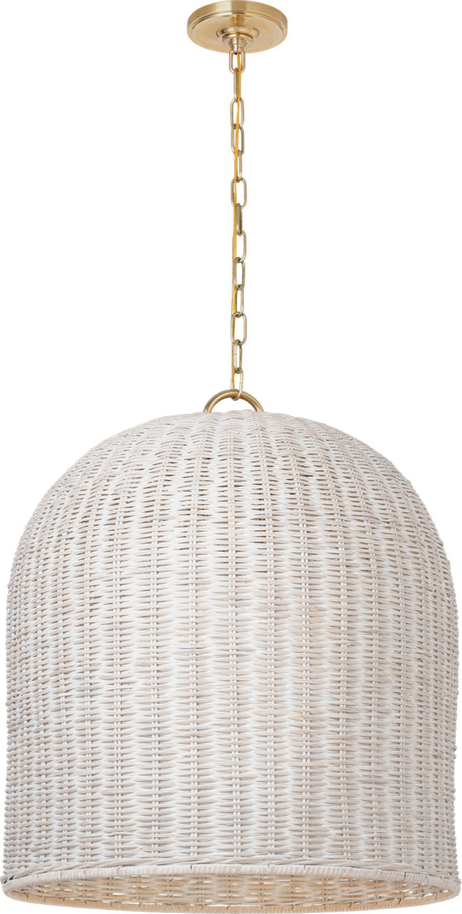 Nancy 25" Woven Hanging Shade | Soft Brass | White Wicker Shade