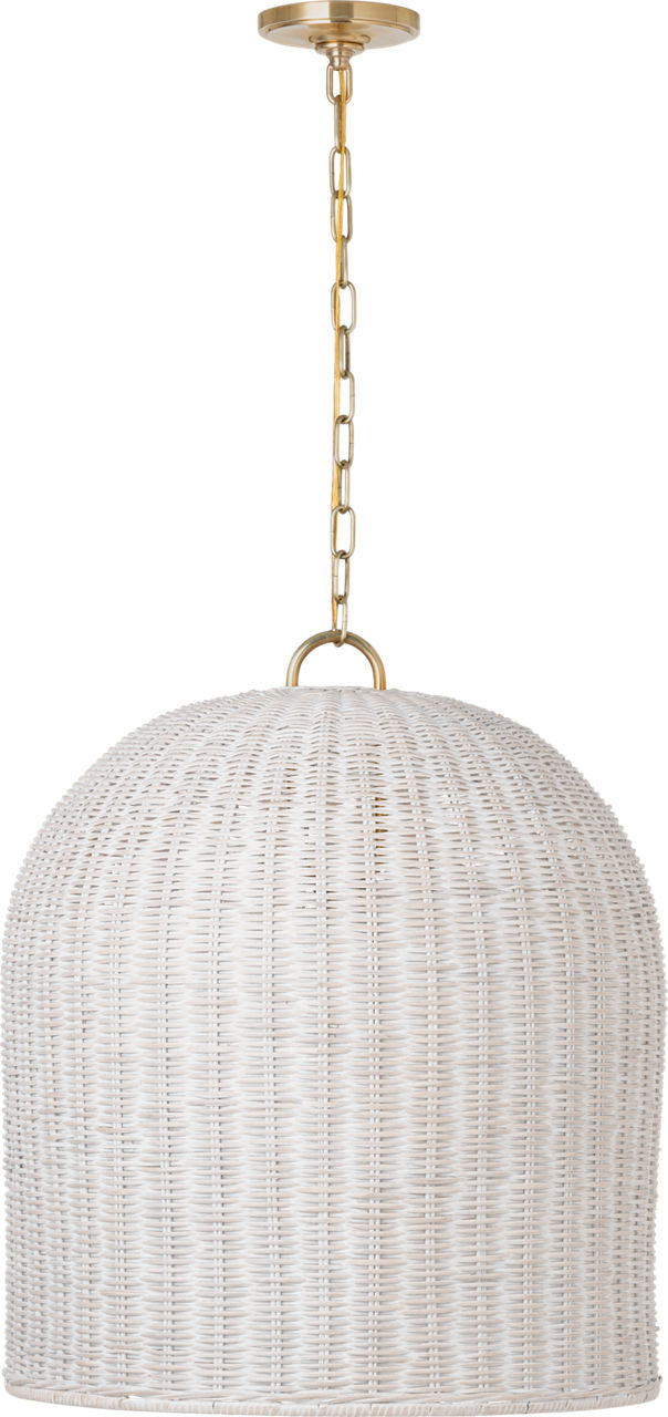 Nancy 25" Woven Hanging Shade | Soft Brass | White Wicker Shade