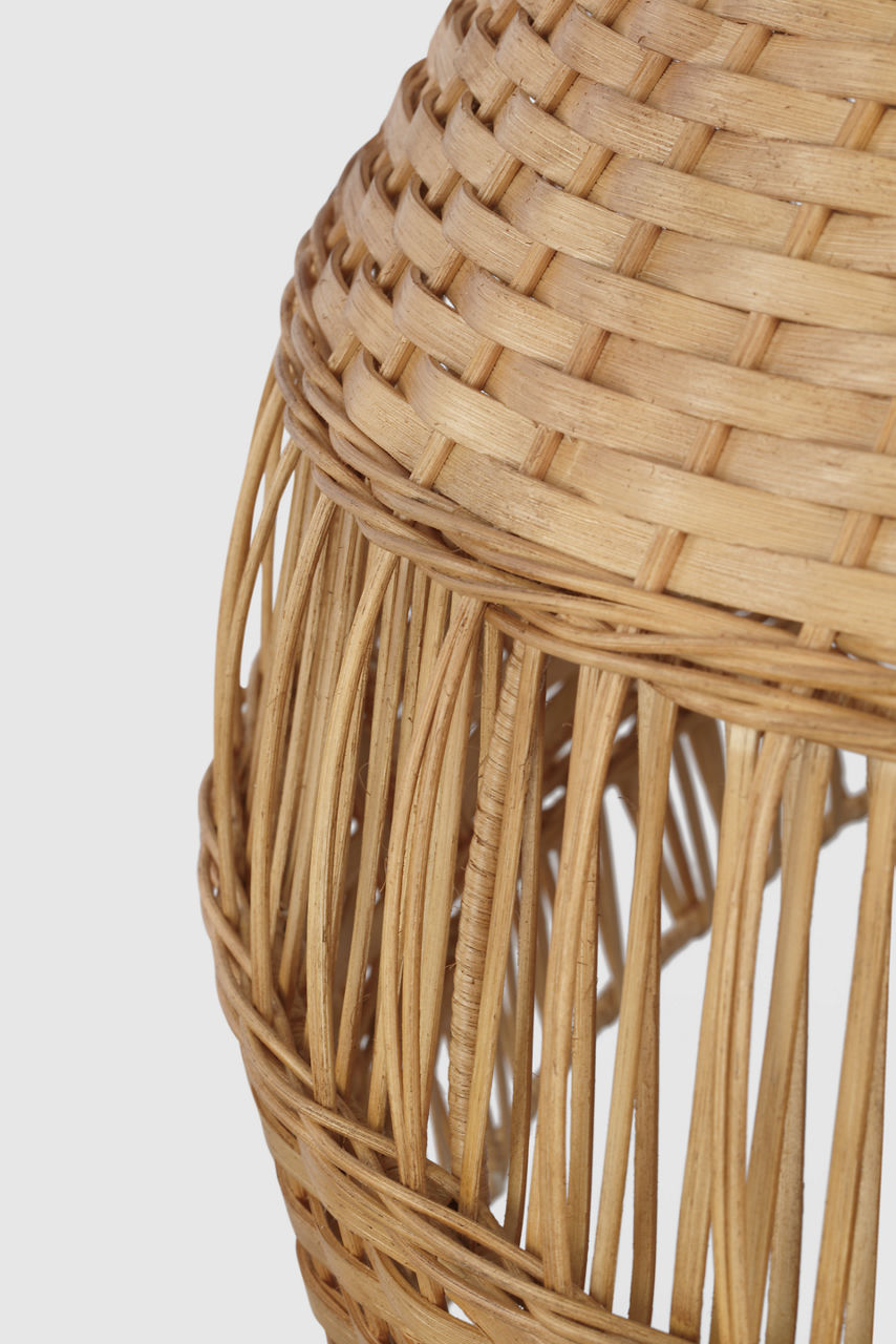 Whit Extra Large Dome Hanging Shade | Soft Brass and Natural Wicker