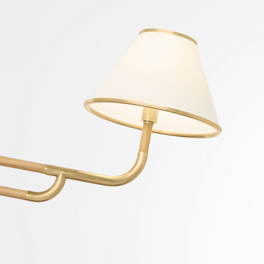 Rigby Grande Chandelier | Soft Brass and Natural Oak | Linen Shade