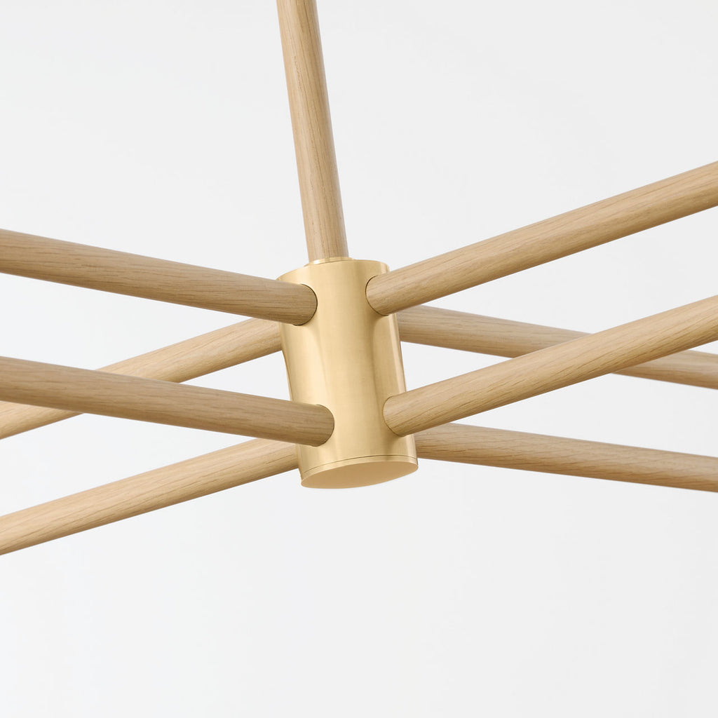 Rigby Grande Chandelier | Soft Brass and Natural Oak | Linen Shade