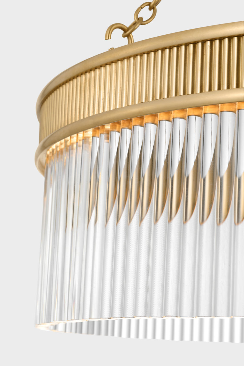 Menil 26" Chandelier | Soft Brass | Crystal Rods