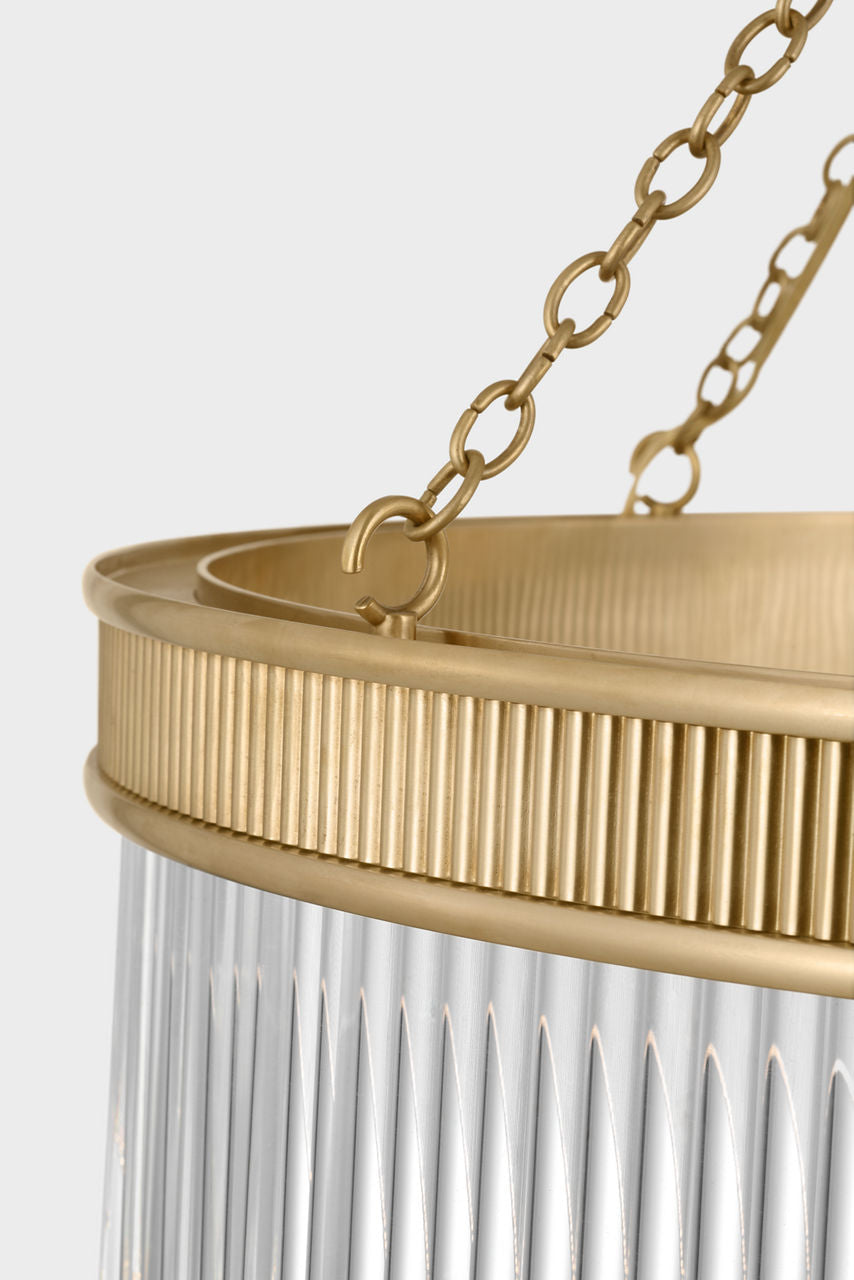 Menil 26" Chandelier | Soft Brass | Crystal Rods