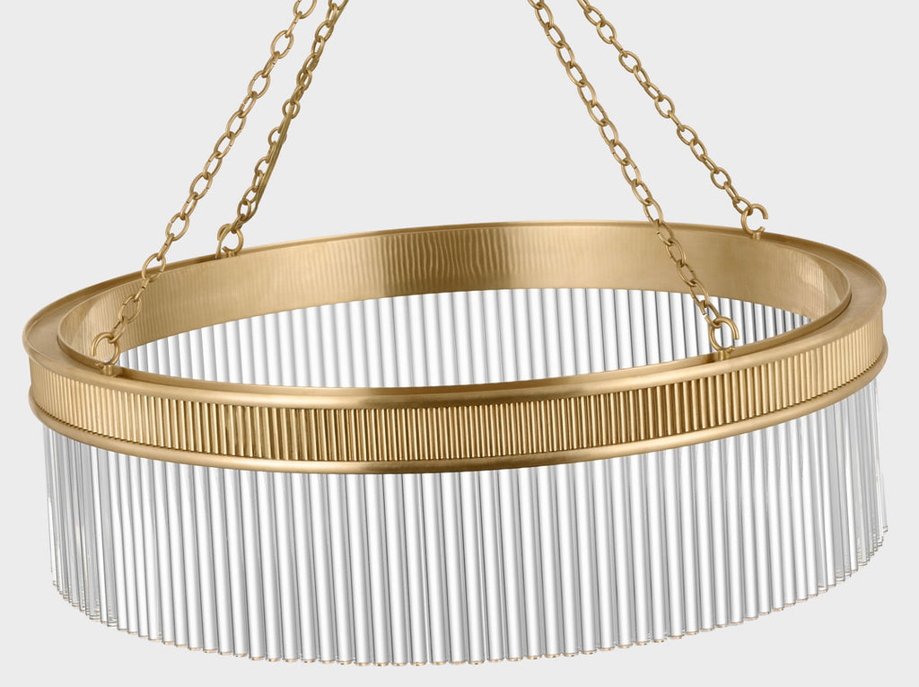 Menil 26" Chandelier | Soft Brass | Crystal Rods