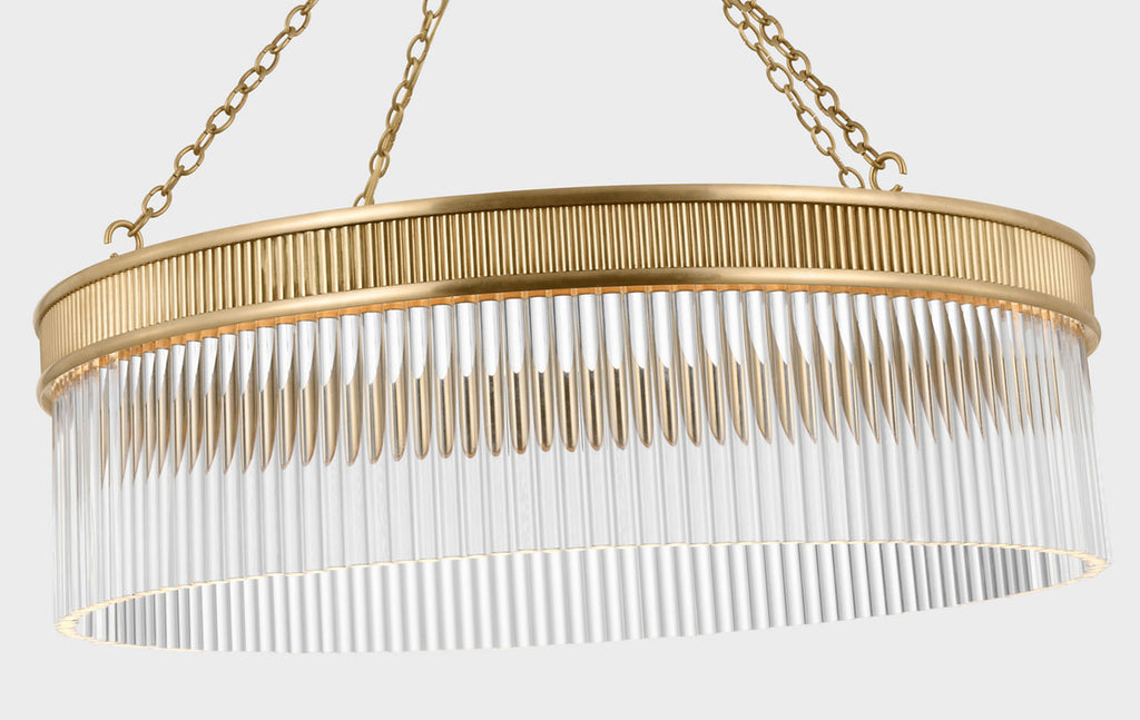 Menil 26" Chandelier | Soft Brass | Crystal Rods