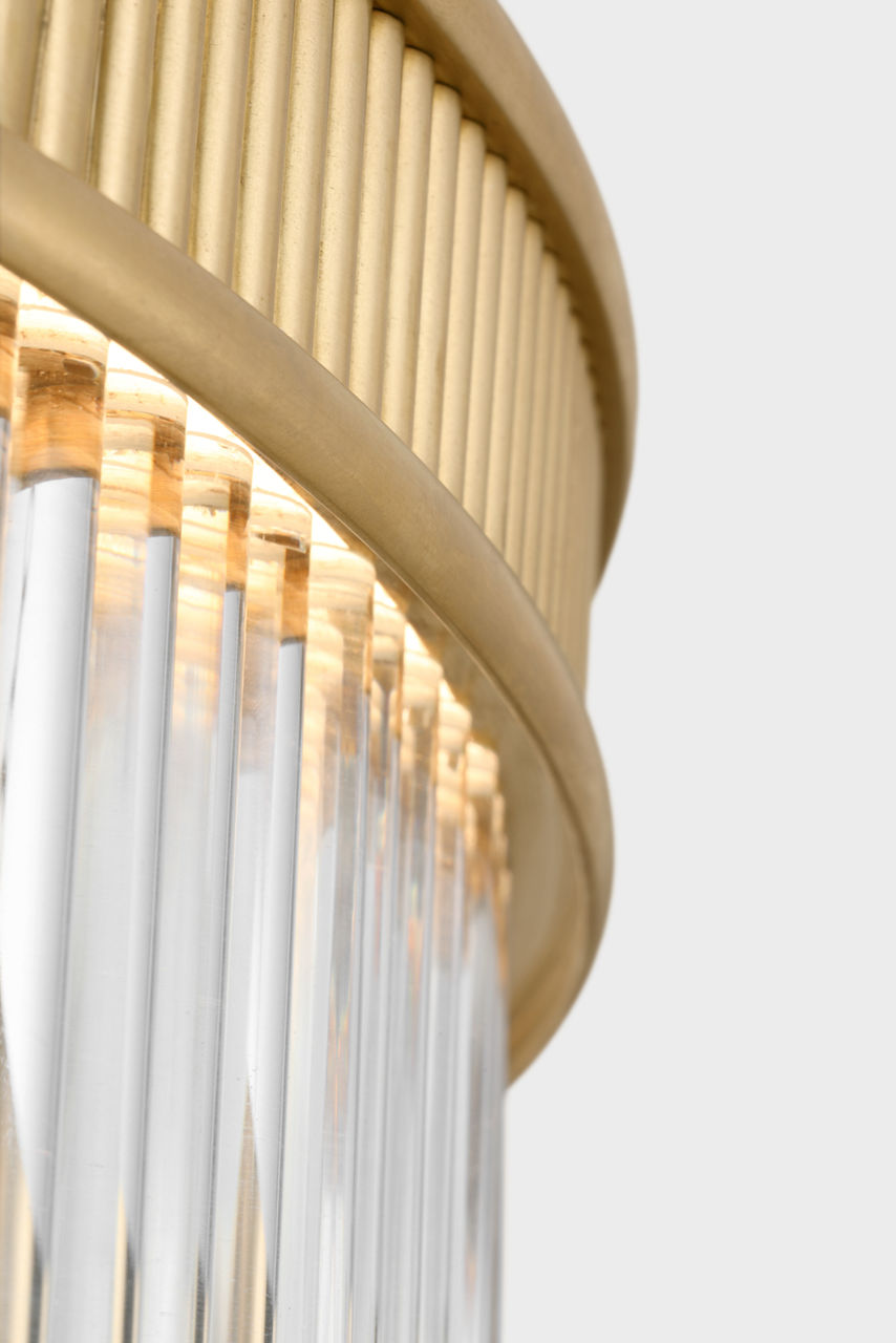 Menil 26" Chandelier | Soft Brass | Crystal Rods