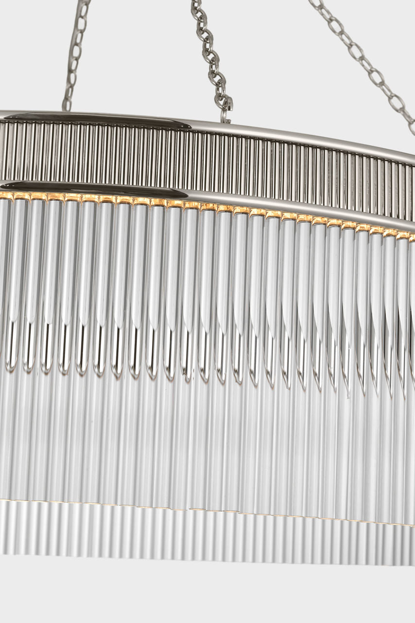 Menil 40" Chandelier | Polished Nickel | Crystal Rods