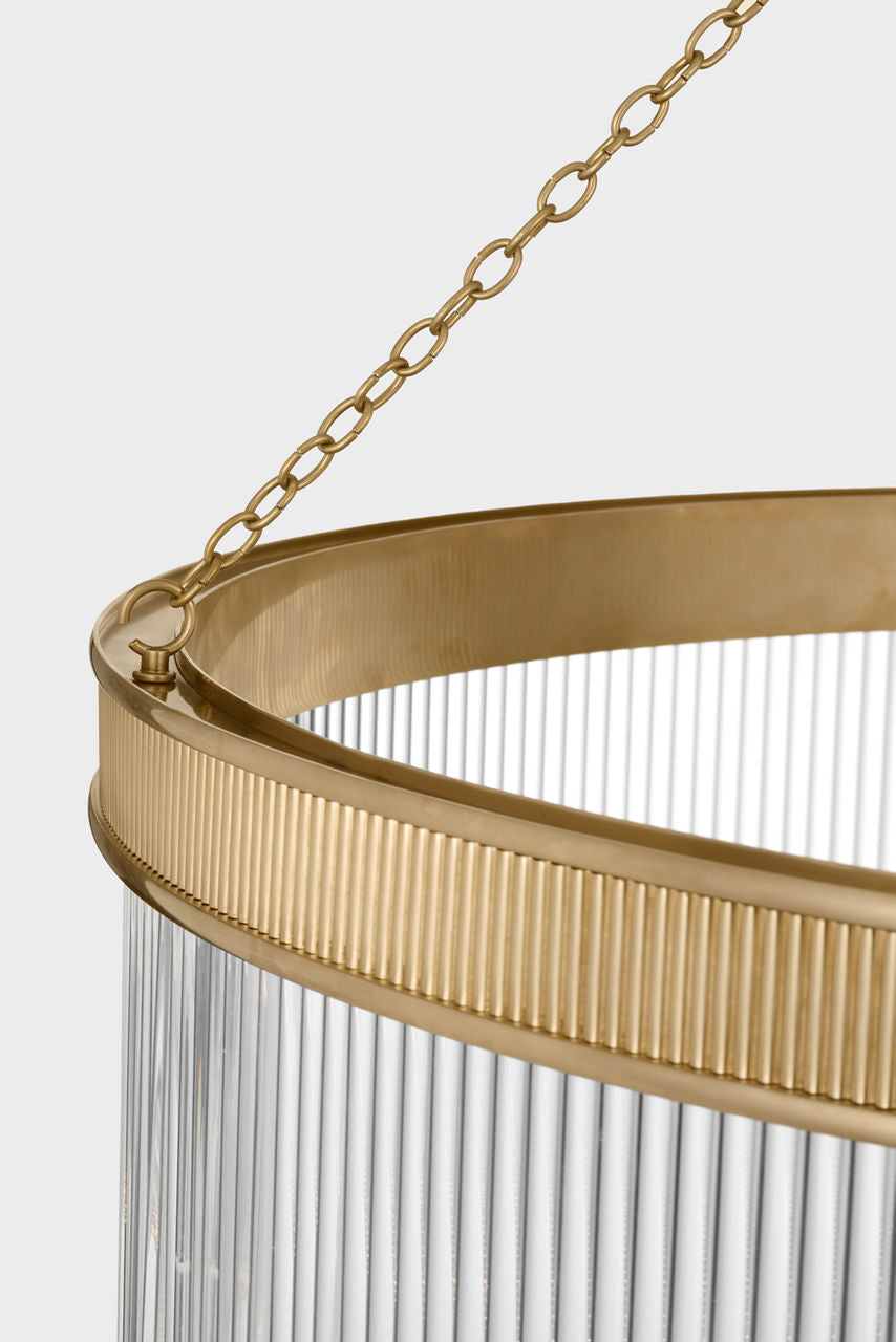 Menil 40" Chandelier | Soft Brass | Crystal Rods