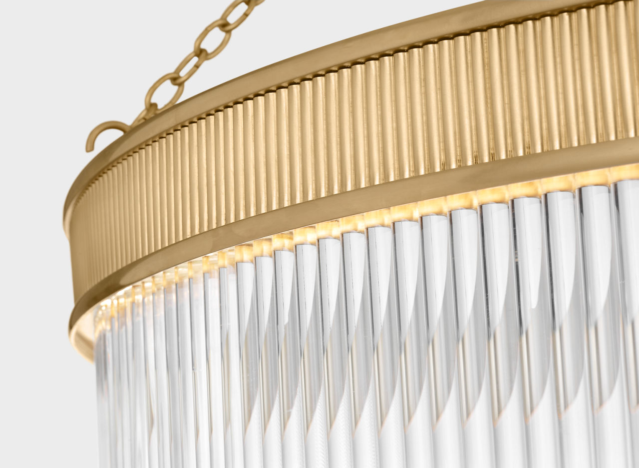 Menil 40" Chandelier | Soft Brass | Crystal Rods