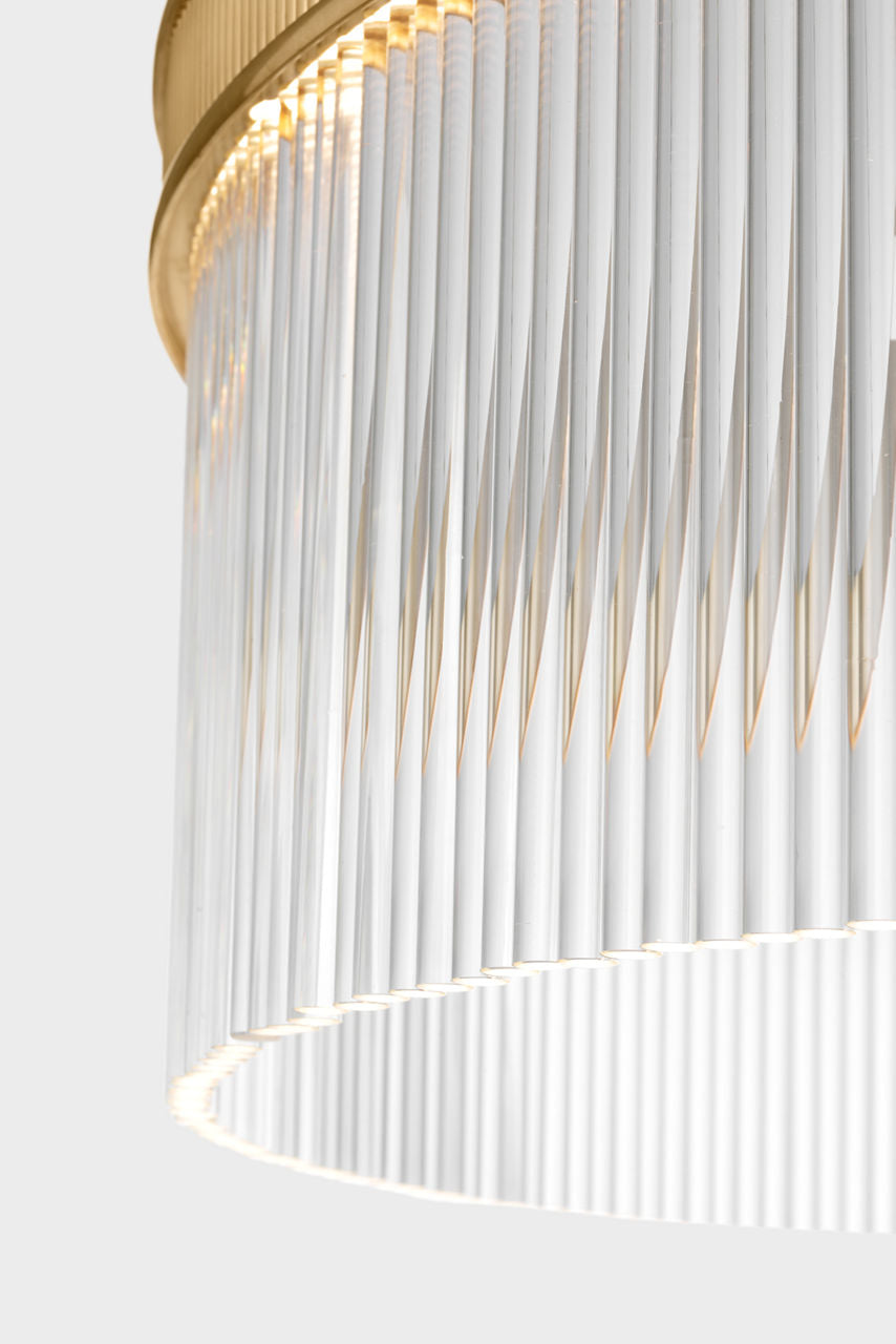 Menil 40" Chandelier | Soft Brass | Crystal Rods