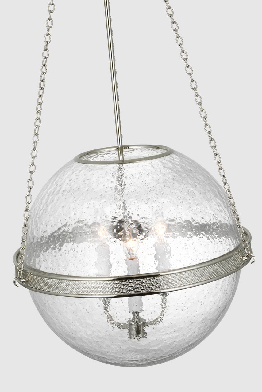 Reese 18" Globe Pendant | Polished Nickel | Clear Restoration Glass