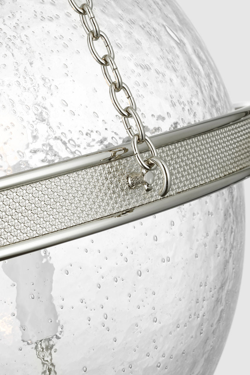 Reese 18" Globe Pendant | Polished Nickel | Clear Restoration Glass