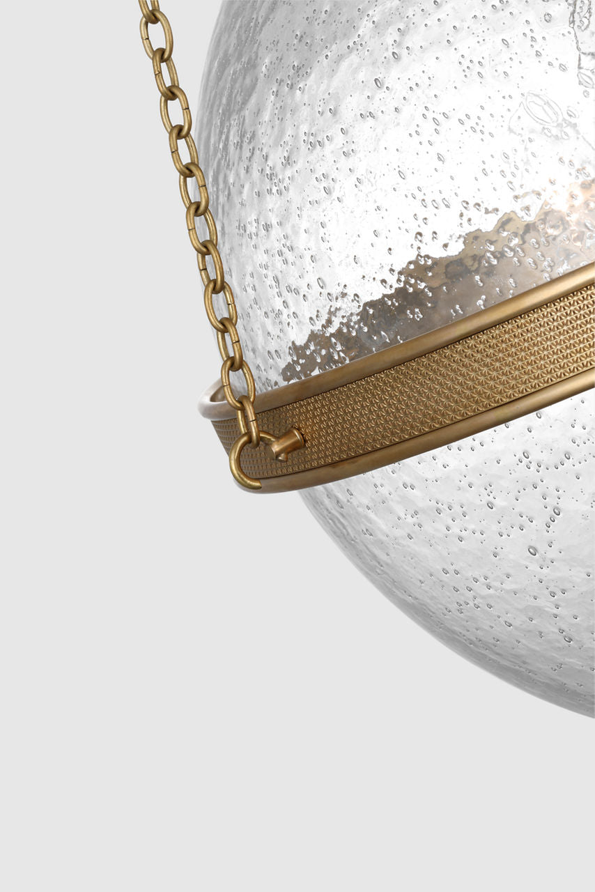 Reese 18" Globe Pendant | Soft Brass | Clear Restoration Glass