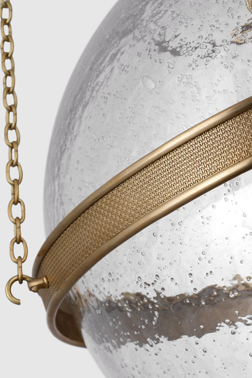 Reese 18" Globe Pendant | Soft Brass | Clear Restoration Glass