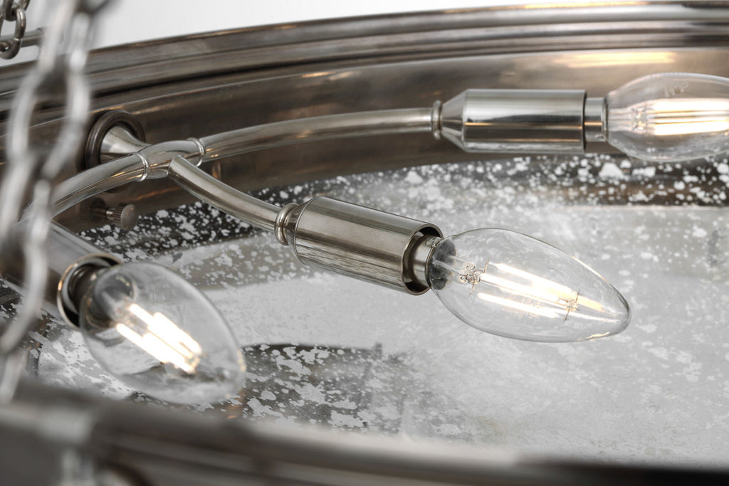 Quinn 28" Chandelier | Pewter | Antique Mercury Glass